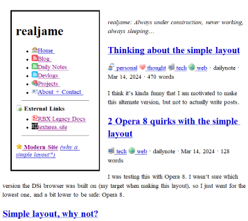 Screenshot of the simple layout