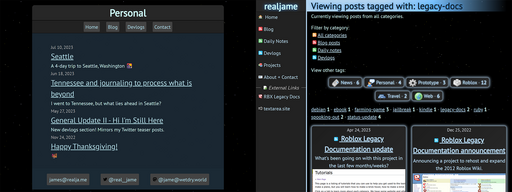 Tag page comparison. The new page has options to filter by feed and access other tags, and the posts now show thumbnails.