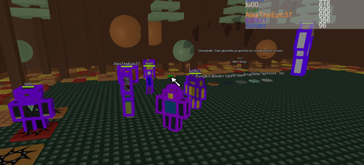 2010 Roblox screenshot of several players standing around in the Spooking Out lobby map